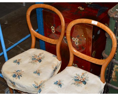 PAIR OF VICTORIAN LIGHT WOOD CHAIRS     