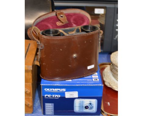OLYMPUS DIGITAL CAMERA IN BOX &amp; CASED PAIR OF ROSS BINOCULARS     