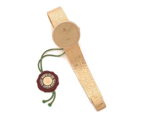 ROLEX CELLINI JUBILEE  REF - 5134/8, VERS 1988. Montre bracelet en or jaune 18K. BOITIER : rond avec lunette sertie de diaman
