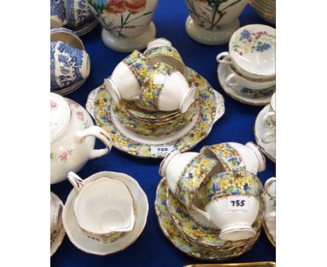 A Royal Albert 'Mary's Garden' pattern teaset comprising; six cups, six saucers, six plates, one cake plate, milk jug and sug