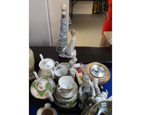 A Paragon Rockingham half teaset and teapot, a Nao lamp, other figures etc Condition Report: Available upon request