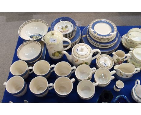 Wedgwood 'Sarah's Garden' pattern tea and dinnerwares comprising; teapot, coffeepot / chocolate pot, six mugs, six tea cups, 