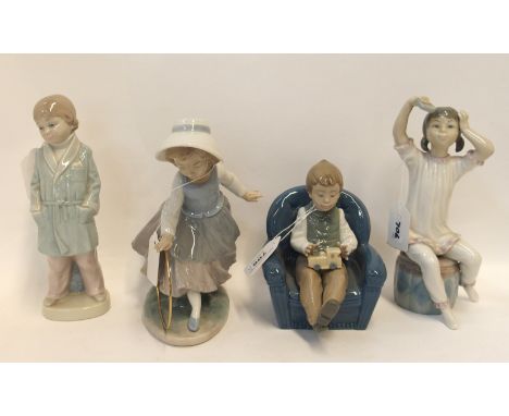 Two Lladro figures of children and two Nao examples Condition Report: Available upon request