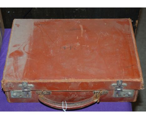 A small leather briefcase, cased pen, camera etc Condition Report: Available upon request
