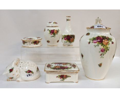 Royal Albert Old Country Roses items including trinket boxes, cat pot pourri, vase etc Condition Report: Available upon reque