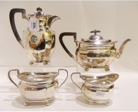 A four piece silver tea service by Atkin Brothers, Sheffield 1922, 1768gms Condition Report: Available upon request