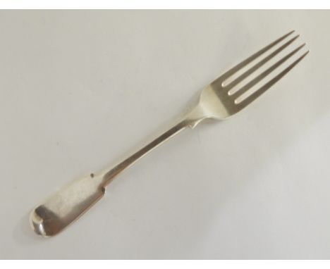 A Scottish provincial silver dinner fork by William Jamieson, Aberdeen circa 1820, fiddle pattern, the terminal bearing a cre