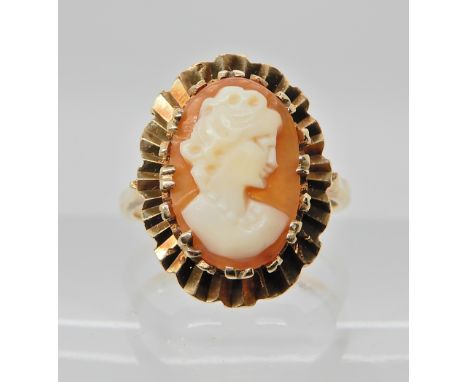 A 9ct gold cameo ring size O, weight 4.9gms Condition Report: Available upon request