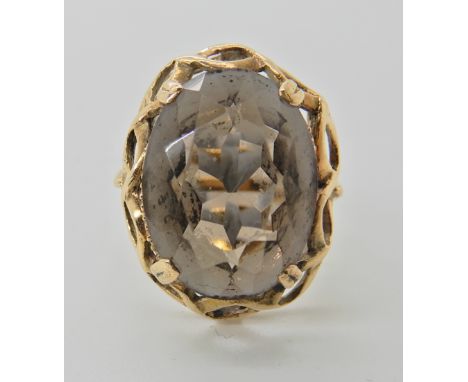A 9ct gold smoky quartz ring size M, weight 4.5gms Condition Report: Available upon request