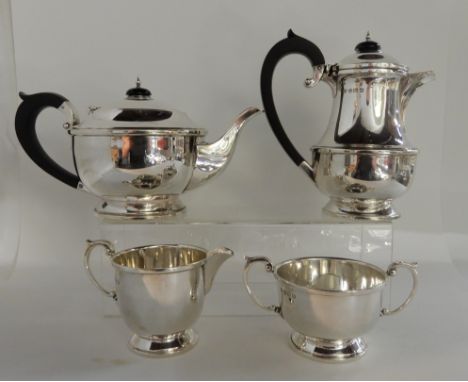 A four piece silver tea service by Selfridge & Co. Ltd, Birmingham, 1936, 1795gms Condition Report:Good condition.
