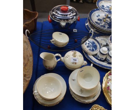 A Royal Copenhagen teaset in the Frijsenborg pattern of floral sprays comprising; six cups, saucers and plates, milk jug and 