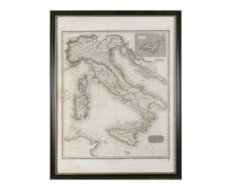 A 19TH CENTURY MAP OF ITALY, R. SCOTTDrawn and engraved for Thomsons, New General Atlas, Edinburgh, 1814, with smaller map of