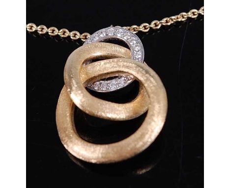 An 18ct yellow and white gold Marco Bicego 'Jaipur' diamond set pendant, comprising three interlinking graduated open circles