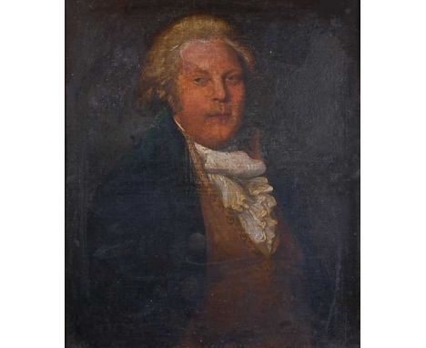 Early 19th century English school - Half-length portrait of a gentleman wearing a silk ruff, oil on canvas, 71 x 60cm