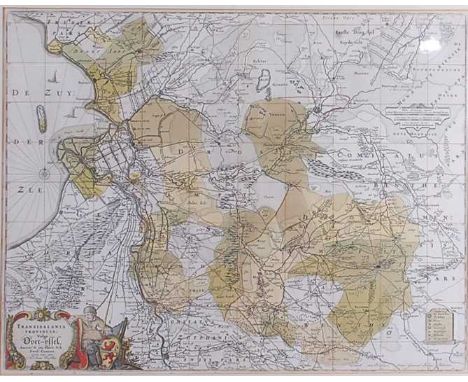 Nicolas Visscher after Nicolas ten-Have - a late 17th century engraved and hand-coloured map of Overijssel, Netherlands, havi