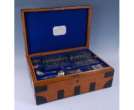 A Mappin &amp; Webb silver extensive part cutlery suite in the Kings pattern and in original fitted oak canteen, comprising 1