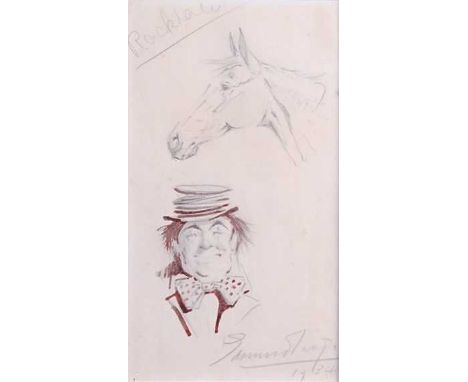 § Edward Seago (1910-1974) - Rackhale, clown and horse head study, pencil and watercolour, signed and dated 1934 lower right,