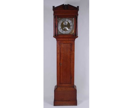 William Gostling of Diss - an 18th century oak longcase clock, having a 12" square brass dial signed to the centre, the silve