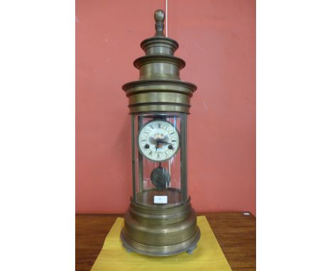 A French style gilt metal temple clock