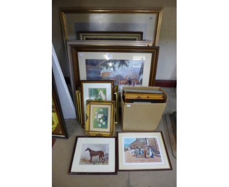 Assorted prints, including L.S. Lowry, etc.