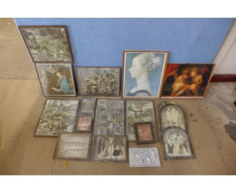 A collection of 19th Century framed prints, Florentine and religious subjects