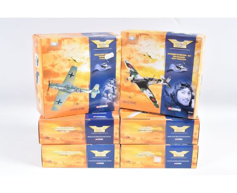 SIX BOXED 1:72 SCALE LIMITED EDITION FLYING ACES CORGI AVIATION ARCHIVE DIECAST MODEL AIRCRAFTS, the first is a P51D Mustang,