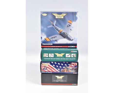 FOUR BOXED LIMITED EDITION 1:72 SCALE CORGI AVIATION ARCHIVE DIECAST MODEL AIRCRAFTS, the first a F-86F SABRE - Capt. Ralph S