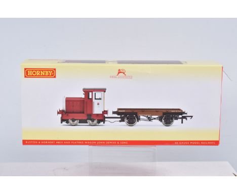 A BOXED OO GAUGE HORNBY MODEL RAILWAYS Ruston &amp; Hornsby 48DS and Flatbed Wagon in John Dewar and Sons Red Livery, model n