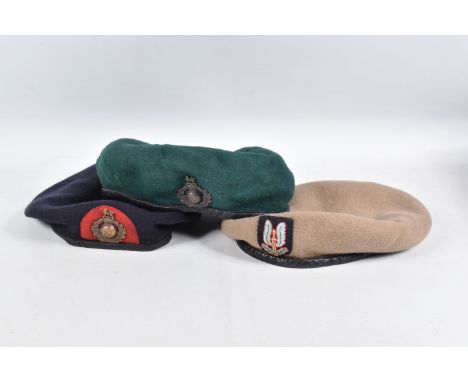 A 1964 SAS BERET AND TWO OTHERS, the SAS one is dated 1964 and the inner makers label is Kangol and also has a Military broad