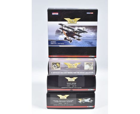 FOUR BOXED LIMITED EDITION CORGI AVIATION ARCHIVE DIECAST MODEL AIRCRAFTS, the first is a 1:72 scale Me 262A-1a - yellow 5, n