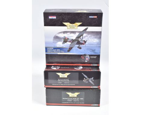 THREE BOXED 1:72 SCALE LIMITED EDITION CORGI AVIATION ARCHIVE DIECAST MODEL AIRCRAFTS, the first a Westland Lysander Mk.IIIa,