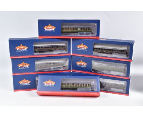 EIGHT BOXED OO GAUGE BACHMANN BRANCHLINE RAILWAY MODEL COACHES, to include a  SE&amp;CR 60' Birdcage Brake Composite Lavatory