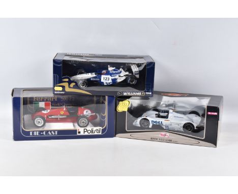 THREE BOXED  DIECAST RACING CARS, to include a PMA Minichamps 1:18 scale Williams F1 BMW FW25 J.P. Montoya, item no. 100 0300