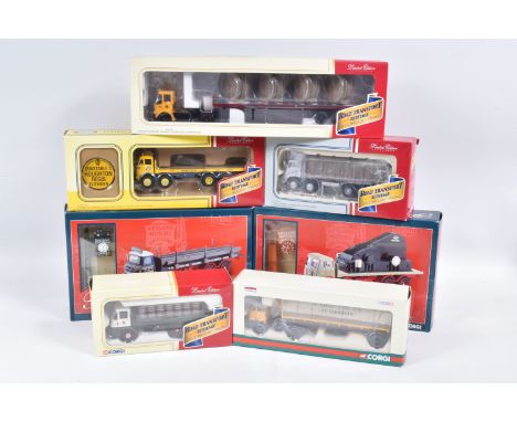 SEVEN BOXED 1:50 SCALE CORGI HAULAGE MODELS, the first a limited edition Road Transport Heritage silver roadworks LTD Foden 8