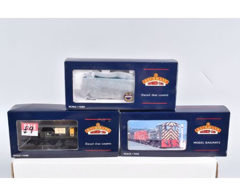 THREE BOXED OO GAUGE BACHMANN BRANCHLINE MODEL RAILWAY, to include a  25 Ton Queen Mary Brake Van, no. ADS 56299 in BR Depart