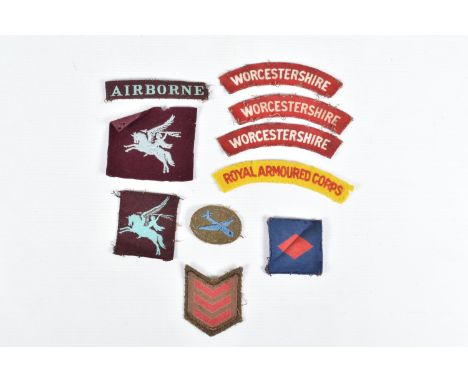 A SMALL COLELCTION OF WWII AND LATER CLOTH INSIGNIA, this lot includes a rare original British Airborne Glider Troops sleeve 