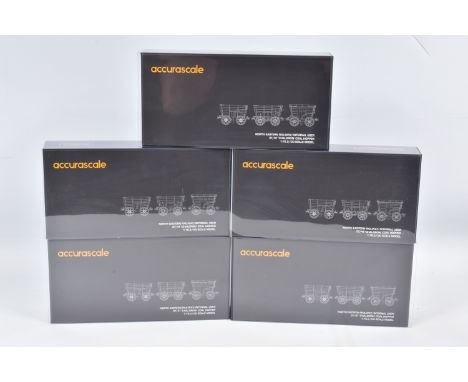 FIVE BOXED OO GAUGE ACCURASCALE MODEL RAILWAY WAGON TRIPLE PACKS, to include a  North Eastern Railway - Three P1 style 'Chald