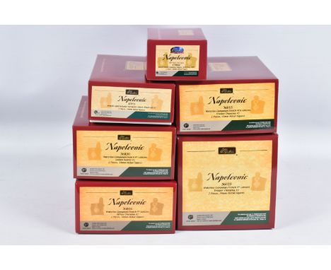 SIX BOXED BRITAINS 1ST GEAR NAPOLEONIC WATERLOO CAMPAIN FRENCH FIGURES, including Lancers sets 36016, 36030 36025, 36016, a F