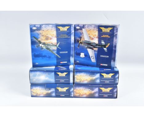 SIX BOXED 1:72 SCALE LIMITED EDITION CORGI AVIATION ARCHIVE DIECAST MODEL AIRCRAFTS, the first is a P51D Mustang- 'Bunnie', n