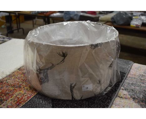 Stag print cotton drum lamp shade, 23 x 35cm (a/f)