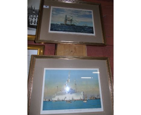 After Norman Wilkinson A Pair of Coloured Sailing Prints.