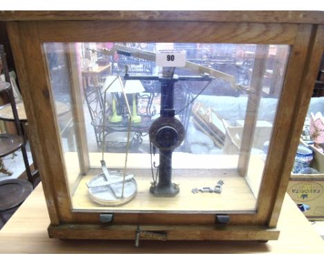 A Philip Harris Cased Scientific Weighing Scales.
