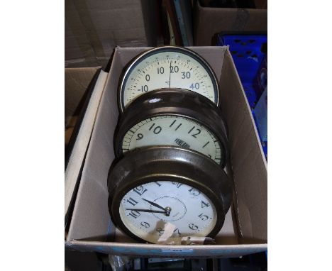 A 'Fenland' Wall Clock and Matching Thermometer, four further clocks and another barometer set in stone.  
