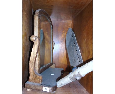 A Victorian Mahogany Crutch Mirror, along with a Vintage Straw Blade (2).