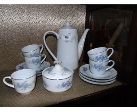 A RC Japan 'Maxine' Tea Service to include cups, saucers, teapot and sugar bowl with floral decoration and a silver border.