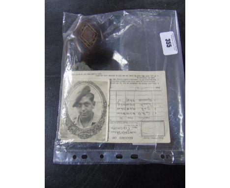 An Antique Oval Marquetry Inset Snuff Box with associated documentation stating it was purchased in India in 1947 by a soldie