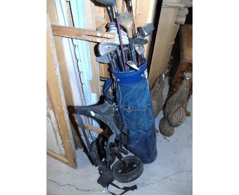 Two Golf Bags, Clubs & a Caddy.