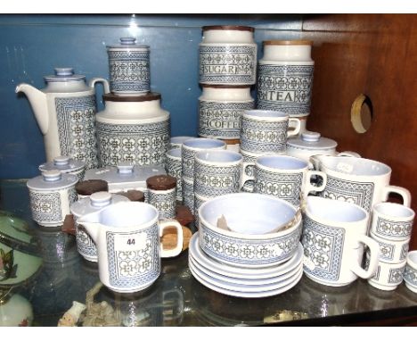 A Quantity of Hornsea Tapestry Pattern Wares comprising lidded storage jars, condiment set, teapot and coffeepot, jugs, lidde