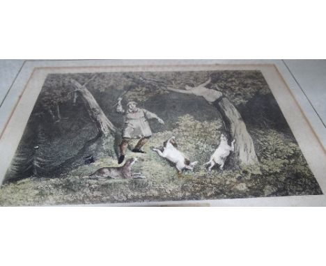 A Small Pair of 19th Century Engravings Hunting the Marten Cat & Bagging the Badger (2).