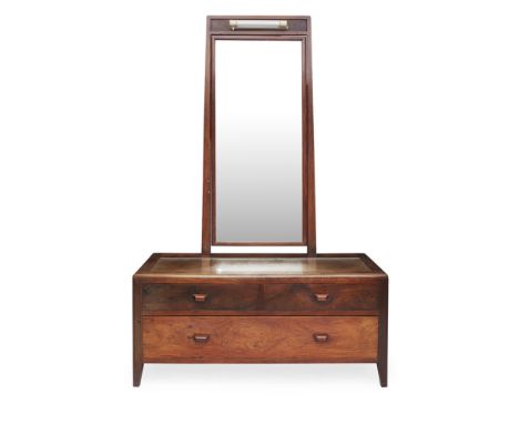 BETTY JOEL (1894-1985) FOR TOKEN FURNITURE  ANDOMAN PADOUK WOOD DRESSING TABLE, CIRCA 1926   the top with inset glass preserv